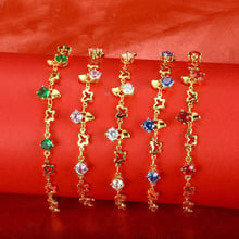 Mxgxfam pulseira feminina de zircônia, pequena, azul/vermelho/rosa/verde/18 cm, cor de ouro puro 24 k, livre de chumbo e níquel 2024 - compre barato