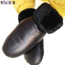 New ladies sheepskin gloves winter black sheepskin gloves mittens mittens plus velvet thickening sports gloves 2024 - buy cheap