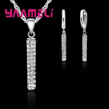 Wholesale Women Jewelry Set Simple Pendant Necklace And Earrings Paved White Crystals 925 Sterling Silver Wedding Bijoux 2024 - buy cheap