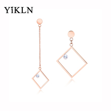 YiKLN Trendy Geometric Asymmetry Drop Earrings Titanium Steel Imitation Pearl Simple Dangle Earrings Jewelry Brincos YE17096 2024 - buy cheap
