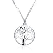 Collar con colgante de árbol redondo para mujer, de Plata de Ley 925, joyería femenina, regalos sencillos y elegantes 2024 - compra barato