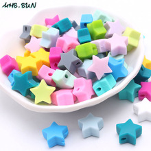 MHS.SUN Silicone Fivestar Beads Colorful Loose Silicone Teething Beads Food Grade Jewelry For Baby DIY Necklace 50Pcs 2024 - buy cheap