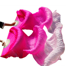 Los más nuevos accesorios hechos a mano de bambú para bailar abanicos de danza del vientre seda Natural 1 pieza mano izquierda + 1 pieza mano derecha abanicos de seda roja 2024 - compra barato