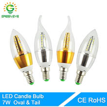 GreenEye High Bright Velas Lampara Led E14 Candle LED Bulb 7w LED Light Lamp 220V Golden Silver Cool Warm White Ampoule 9w 12w 2024 - buy cheap