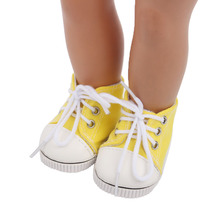 18 inch Girls doll shoes Yellow lace-up sneaker canvas shoes American newborn shoe Baby toys fit 43 cm baby dolls s45 2024 - buy cheap