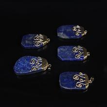 5pcs/lot,Natural Lapis lazuli Freeform Slab Pendant,Raw Blue Lapis Flat Slice Nugget Copper Pendant Necklaces Jewelry 2024 - купить недорого