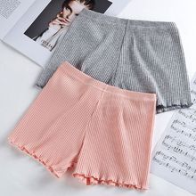 Ladies Women Summer Safety Pants Thread Ribbed Striped Seamless Stretchy Underpants Solid Color Ruffled Agaric Hem Boxer Shorts 2024 - buy cheap