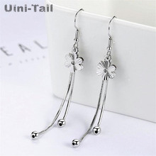 Uini-tail-pendientes largos de ciruela de Plata de Ley 925, aretes sencillos, exquisitos y largos de borla de ciruela, joyería de corazón para niña 2024 - compra barato