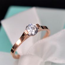 Роскошное циркониевое кольцо YUN RUO цвета розового золота и серебра для женщин и мужчин, парные подарки, свадебные украшения из нержавеющей стали 316L, никогда не выцветают 2024 - купить недорого