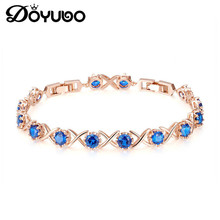 DOYUBO Trendy Luxury Copper CZ Bangle For Women Wedding Full Cubic Zircon Crystal Rose Gold Bracelet Party Jewelry EC002 2024 - buy cheap