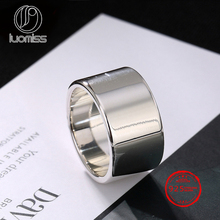 Anillo ancho de Plata de Ley 925 auténtica minimalista para hombre y mujer, joyería ajustable, regalo de boda 2024 - compra barato