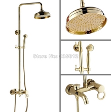 Настенный кран для ванной комнаты золотистого цвета с одной ручкой, смеситель для ванной, смеситель для душа, набор с ручной душевой головкой Wgf401 2024 - купить недорого
