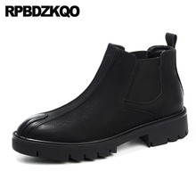 Chunky Chelsea Platform Black Fall Shoes Winter Men Boots With Fur 2021 Booties Ankle British Style Designer High Top Waterproof 2024 - buy cheap