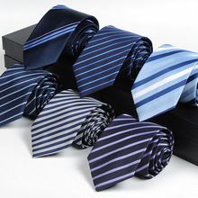 Мужской галстук 8 см высокого качества, деловой галстук для жениха, шафера, Свадебный синий галстук в полоску, повседневный галстук, галстук, Официальный галстук, мужской подарок 2024 - купить недорого