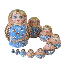 Boneca matryoshka de madeira pintada à mão, boneca de madeira russa para babushka de nidificação, presente-17 m09 com 10 peças 2024 - compre barato
