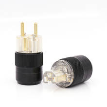 One pair Transparent 24K Gold Plated EU European Schuko Power Connector IEC Plug for audiophile diy cable 2024 - buy cheap
