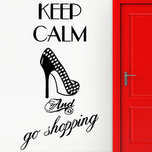 Go shopping-pegatinas de pared de vinilo con lema de tacón alto, decoración para tienda de ropa, ventana, centro comercial, MV19 2024 - compra barato