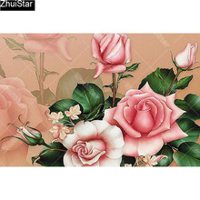 Completo quadrado 5d diy pintura de diamante "bela flor" bordado ponto cruz mosaico decoração de casa presente cj47 2024 - compre barato