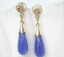 FREE shipping> >>>AAA natural Dangle 8*21mm drop blue Natural stone Earrings post j8857 2024 - buy cheap