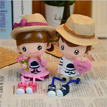 2Pcs Sweety Kids Couple Figurines Room Decoration, Coloured Drawing Hanging Foot Resin Doll Free Shipping 2024 - buy cheap