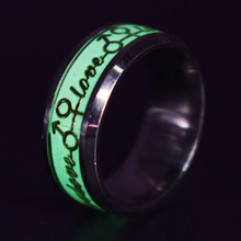 Luminous Love Letter Stainless Steel Rings For Women Jewelry Punk Dragon Fluorescent Glowing Statement Couple Rings Men 2024 - buy cheap