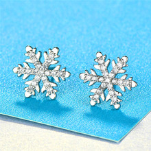 Girls Snowflake Flower Dog Spider Stud Earrings For Women 925 Silver Color White Crystal Wedding Earrings Female Fashion Jewelry 2024 - buy cheap