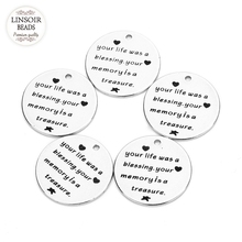 Linsoir-Colgante de acero inoxidable con 5 letras, "tu vida fue una bendición. Tu memoria es un tesoro" para joyería artesanal 2024 - compra barato