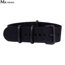 MR NENG 18mm 20mm 22mm 24mm Militray Sport Black Nylon Canvas Wrist Watch Band Replacement Nato Strap Black Buckle 2024 - buy cheap