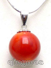 SALE Big 13-15mm GENUINE Red Natural Coral pendant & Free 16" silver S925 Chain-5502  Wholesale/retail Free shipping 2024 - buy cheap