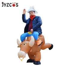 JYZCOS надувной костюм коровы, ковбойский костюм для катания на быке, карнавальный костюм Пурим, костюмы на Хэллоуин для женщин, мужчин, детей, ... 2024 - купить недорого