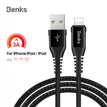 Benks D26 USB data cable 3A fast charger charging cable cord for iPhone iPad iPod Apple 6 6s 7 8 plus X Xs Max XR phone cable 2024 - buy cheap