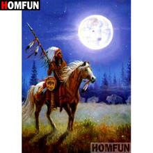 Homfun quadrado completo/broca redonda 5d diy pintura de diamante "cavalo indiano" bordado ponto cruz 5d decoração de casa presente a08770 2024 - compre barato