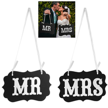 DIY Funny Wedding Decor Props Black Mr Mrs Paper Board+Ribbon Sign Letter Garland Banner Photo Booth decoration Party Favor P0.2 2024 - buy cheap