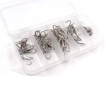 50pcs/box Stainless Steel Fishing Hook Sharpened Treble Hooks 5 Size 2#/4#/6#/8#/10# Fishhook Tackle Treble Fishing Fishhook Set 2024 - buy cheap