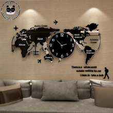 Relógio de parede mapa mundi grande, design moderno, adesivos 3d, relógio de pendurar brilhante no escuro, relógio de parede exclusivo 2024 - compre barato