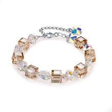 Pulsera de cadena con cuentas de Swarovski para mujer, brazalete con cristales de Swarovski, Color plateado, bricolaje 2024 - compra barato