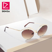 DENISA Unique Rimless Small Cat Eye Sunglasses Women Fashion Luxury Brand Vintage Brown Oval Glasses Ladies UV400 lunette G23028 2024 - buy cheap