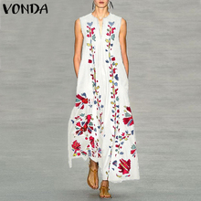 VONDA Bohemian Women Floral Printed Dress 2020 Summer Sexy Sleeveless Party Long Dress Plus Size Femme Casual Vintage Vestidos 2024 - buy cheap