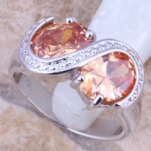 Sparkling Champagne Morganite Silver Plated  Women's Ring Size 6 / 7 / 8 / 9 R1339 2024 - buy cheap