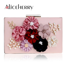 Luxury Women Flowers Chain Dinner Dress Evening Clutch Box Pearl Floral Ladies Party Shoulder Crossbody Bag 2024 - buy cheap