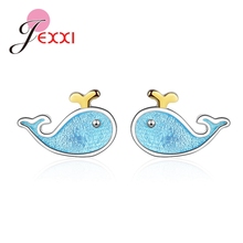 Pendientes de plata de ley 925 con forma de ballena para mujer y niña, joyería elegante e informal, accesorios de fiesta de cumpleaños 2024 - compra barato