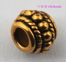 Omh atacado frete grátis 18 peças cor dourada miçangas espaçadoras joias contas de metal 6x8mm zl500 2024 - compre barato