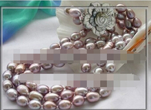 3row 18" drip lavender freshwater pearl necklace 7-8mm 2024 - buy cheap