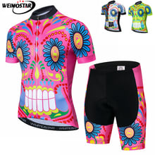 2021 pro verão conjunto camisa de ciclismo dos homens mountain bike roupas mtb bicicleta maillot ropa ciclismo gel bib shorts conjunto crânio 2024 - compre barato