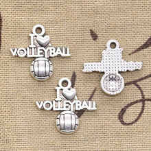 20pcs Charms I Love Volleyball 21x20mm Antique Bronze Silver Color Pendants Making DIY Handmade Tibetan Bronze Jewelry 2024 - buy cheap