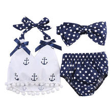3Pcs/set Infant Baby Girls Clothes Anchor Tops+Polka Dot Briefs+Head Band  Outfits Set Sunsuit 0-24M 2024 - buy cheap