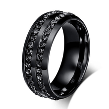 Classic Black Wedding Rings With Stone Stainless Steel His and Hers Promise Ring Finger Rings For Women And Men 2024 - buy cheap