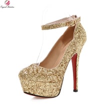 Original Intention Super Fashion Women Pumps Glitter Platform Round Toe Thin Heels Pumps 4 Colors Shoes Woman US Size 3-10.5 2024 - buy cheap