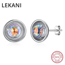 LEKANI Crystals From SWAROVSKI Colorful Ball Beads Stud Earrings Piercing S925 Silver Fine Jewelry For Women Girls Trendy Gifts 2024 - buy cheap