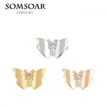 Somsoar Jewelry  Keys Butterfly Charm Fit For Leather  Wrappable Bracelet and Pendant Necklace 10pcs/lot 2024 - buy cheap